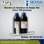Kit de reactivo de amoníaco de rango alto Hanna Instruments HI 93733-01 con frascos y jeringa para 100 pruebas