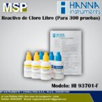 Kit de reactivos líquidos de cloro libre Hanna Instruments HI 93701-F con frascos goteros para 300 pruebas