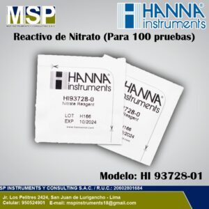 Sobres de reactivo de nitrato Hanna Instruments HI 93728-01 para 100 pruebas.