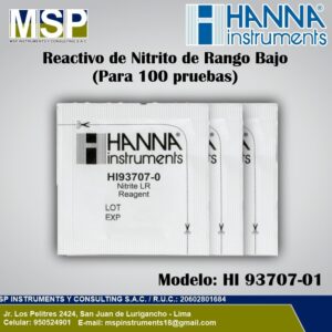 Sobres de reactivo de nitrito de rango bajo Hanna Instruments HI 93707-01 para 100 pruebas