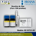 Kit de reactivo de zinc Hanna Instruments HI 93731-01 con frascos, jeringa y sobres para 100 pruebas.