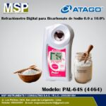 Refractómetro digital ATAGO PAL-64S para medir concentración de bicarbonato de sodio.