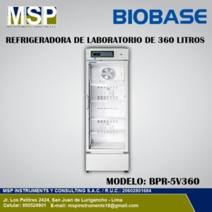 Refrigeradora de laboratorio de 360 litros Biobase modelo BPR-5V360 con puerta de vidrio