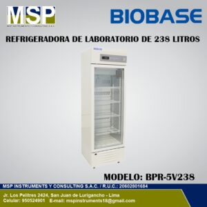 Refrigeradora de laboratorio de 238 litros Biobase modelo BPR-5V238 con puerta de vidrio