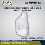 Solución de electrolitos KCL 3 mol/L WTW en botella de 250 ml para mantenimiento de electrodos.