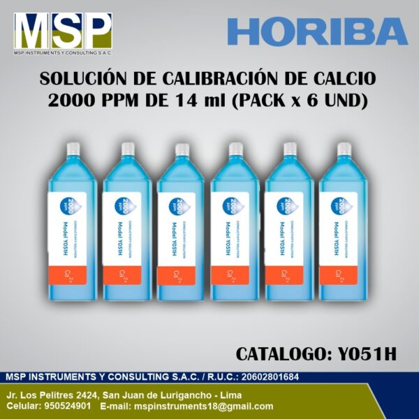 Solución de calibración de calcio Horiba 2000 ppm pack de 6 unidades