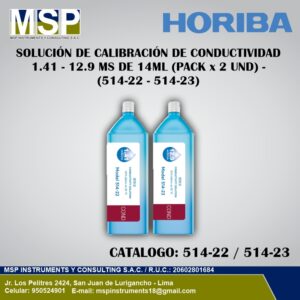 Solución de calibración de conductividad Horiba 1.41 y 12.9 mS pack de 2 unidades