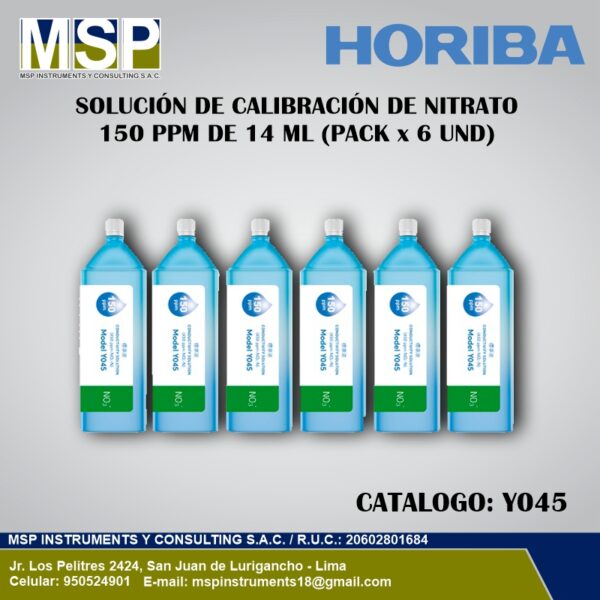 Solución de calibración de nitrato Horiba 150 ppm pack de 6 unidades
