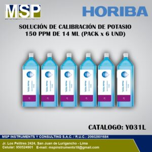 Solución de calibración de potasio Horiba 150 ppm pack de 6 unidades
