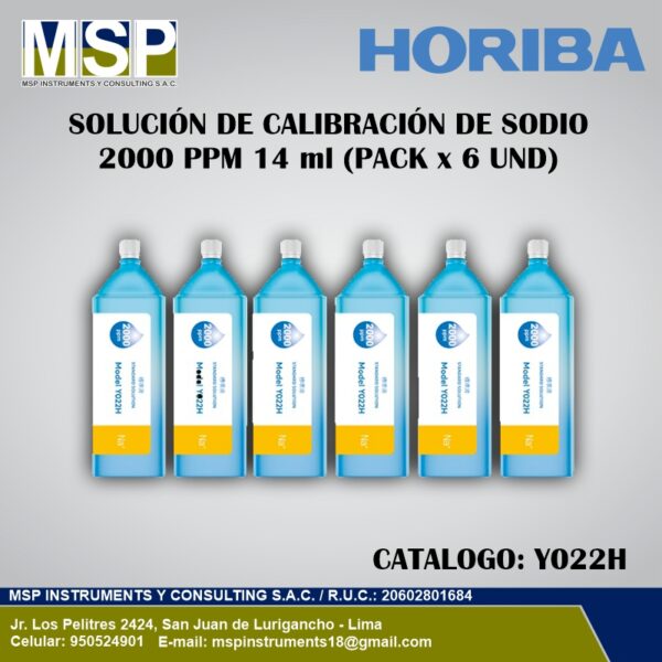 Solución de calibración de sodio Horiba 2000 ppm pack de 6 unidades