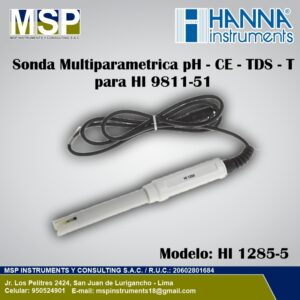 Sonda multiparamétrica de pH CE TDS y temperatura Hanna Instruments modelo HI 1285-5.