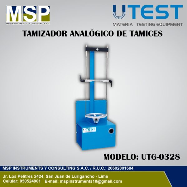 Tamizador analógico de tamices modelo UTG-0328 de la marca UTEST para laboratorio.