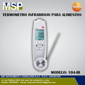 Termómetro infrarrojo y de penetración para alimentos Testo 104-IR blanco con sonda plegable