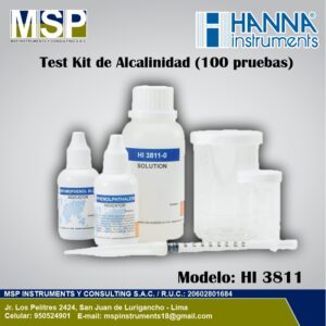 Kit de pruebas químicas de alcalinidad Hanna Instruments de cien pruebas modelo HI 3811.
