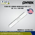 Tubo de vidrio borosilicato 3.3 de 16 x 100 mm PYREX modelo 12318.101.