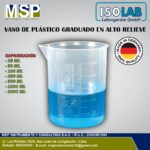 Vaso de plástico graduado en alto relieve marca ISOLAB
