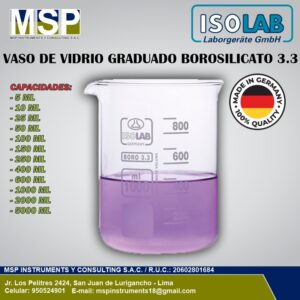 Vaso de vidrio graduado borosilicato 3.3 marca ISOLAB