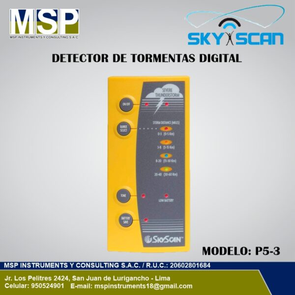 Detector de tormentas digital Skyscan modelo P5-3 de MSP Instruments.