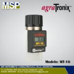 Medidor de humedad de granos Agratronix MT-16 con pantalla digital y tapa negra.