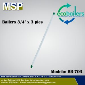 Bailer muestreador de PVC Ecobailers de 3/4 pulgadas por 3 pies