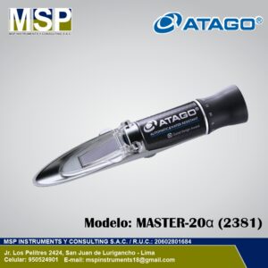 Refractómetro óptico de mano Atago MASTER-20α analógico con escala Brix de 0.0 a 20.0 por ciento