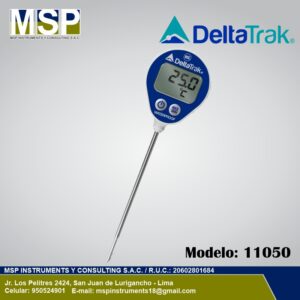 Termómetro digital de pincho DeltaTrak modelo 11050 con pantalla digital y sonda de inserción.