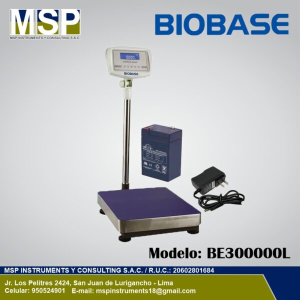 Balanza de plataforma industrial de alta capacidad BIOBASE BE300000L con visor digital.