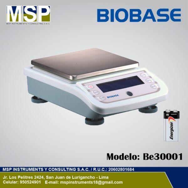 Balanza de Precisión BIOBASE Be30001 Balanza de precisión digital marca BIOBASE modelo Be30001 de mesa para laboratorio.