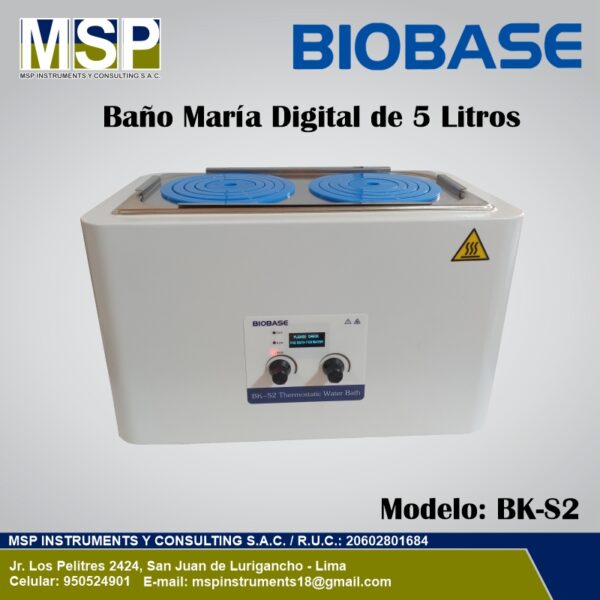 Bano-Maria-Digital-5-Litros-BIOBASE-BK-S2 Baño María digital de 5 litros BIOBASE BK-S2 para laboratorio.