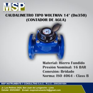 Caudalímetro tipo Woltman de 14 pulgadas DN350 en hierro fundido para control de agua.