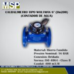 Caudalímetro tipo Woltman de 8 pulgadas DN200 en hierro fundido para control de agua.