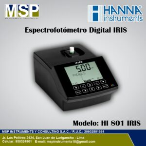 Espectrofotómetro digital IRIS modelo HI 801 de Hanna Instruments