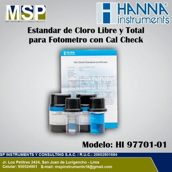 Estándar de Cloro Libre y Total Hanna HI 97701-01 Estándar de Cloro Libre y Total Hanna Instruments HI 97701-01