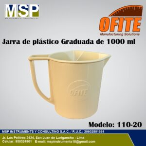 Jarra de plástico graduada OFITE de 1000 ml modelo 110-20.