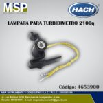 Lámpara de repuesto para turbidímetro Hach 2100q con cables conectores amarillo y negro.