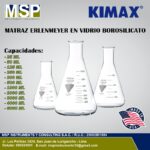 Matrax Erlenmeyer de vidrio de borosilicato graduados marca Kimax.
