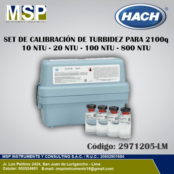 Estuche con soluciones de calibración de turbidez Hach para turbidímetro 2100q.
