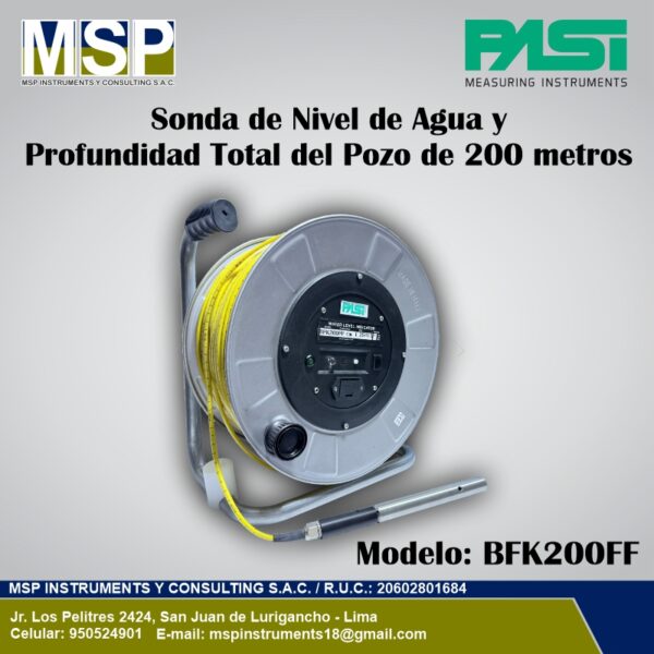 Sonda de nivel de agua 200m BFK200FF PASI Sonda de nivel de agua y profundidad total de pozo de 200 metros modelo BFK200FF PASI