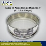Tamiz de acero inoxidable de diámetro 8 pulgadas malla número 35 o 500 micras MSP Instruments