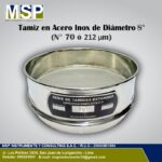 Tamiz de acero inoxidable de diámetro 8 pulgadas malla número 70 o 212 micras MSP Instruments