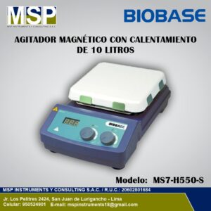 Agitador magnético con calentamiento de 10 litros marca Biobase modelo MS7-H550-S