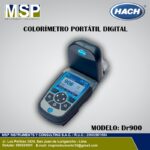 Colorímetro portátil digital Hach modelo DR900 para análisis multiparamétrico de calidad de agua.