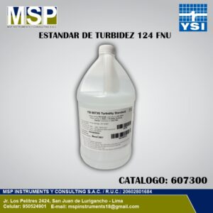 Estándar de turbidez 124 FNU marca YSI catálogo 607300 para calibración de turbidímetros.