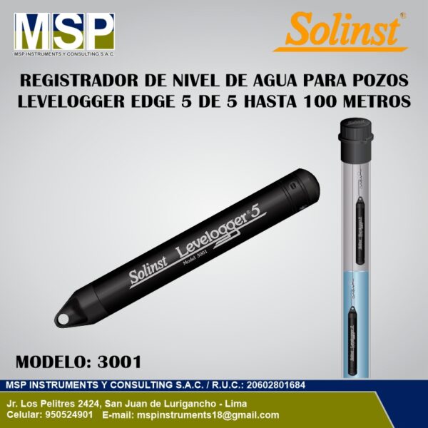 Registrador de nivel de agua para pozos Levelogger Edge 5 Solinst modelo 3001.