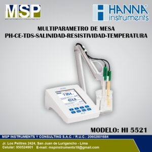 Multiparametro de mesa Hanna HI 5521 medidor de pH CE TDS salinidad