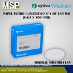 Papel filtro cualitativo Cytiva Whatman número 4 de 185 mm, caja de 100 unidades, modelo WHA1004185.