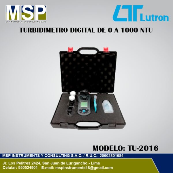 Turbidímetro digital Lutron TU-2016 de 0 a 1000 NTU con maletín