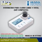 Fotómetro multiparámetro portátil para cloro libre y total modelo HI 97790C de HANNA Instruments con kit completo.