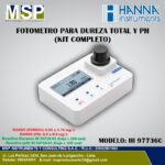 Fotómetro multiparámetro portátil para dureza total y pH modelo HI 97736C de HANNA Instruments con kit completo.